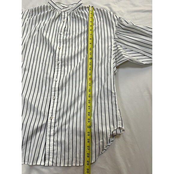 Ralph Lauren Black Label Striped Tunic Collarless Blouse Puffy Sleeves | Size 10 - Picture 15 of 15